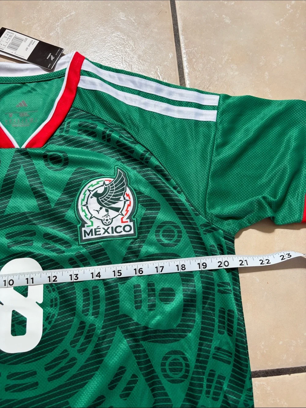 adidas Mexico Green #8 Soccer Jersey with Aztec Print